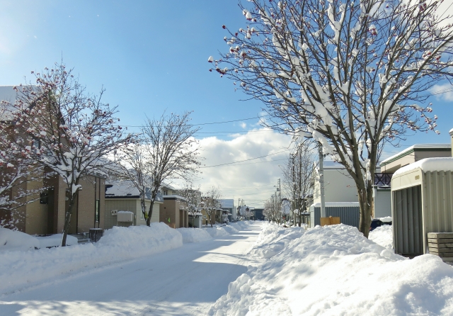 雪が降った住宅街